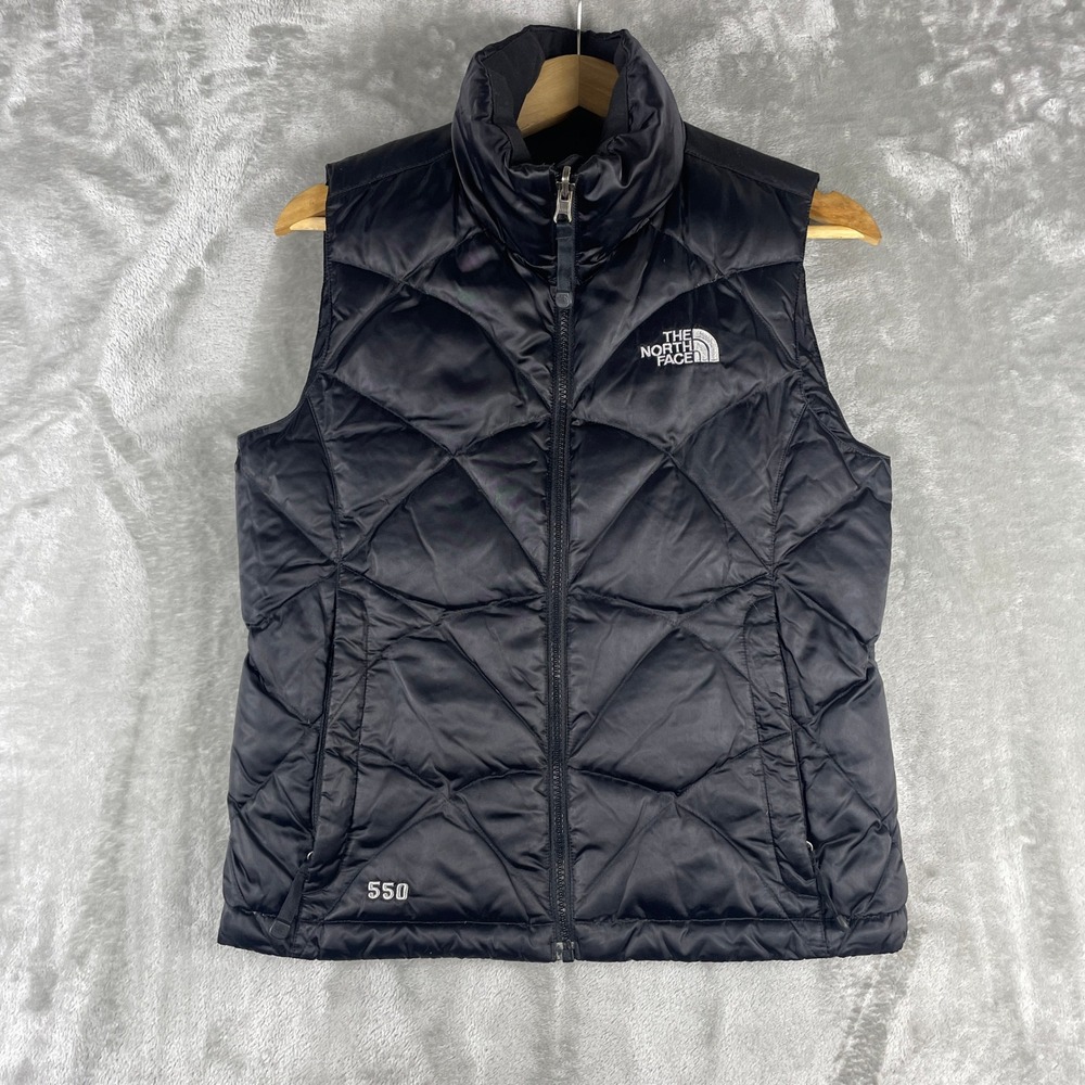 The North Face Puffer Vest Women XS Black 550 Down Quilted Full Zip